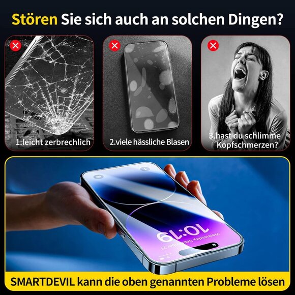 iPhone 14 Pro Max Screen Protectors 3 Pack Tempered Glass - Picture 4 of 10